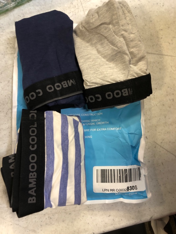 Photo 2 of BAMBOO COOL Men's Underwear Boxer Briefs Pack Bamboo Viscose Soft Breathable Long Underwear Trunks 3-pack(blue+navy Blue+dark Grey) X-Large