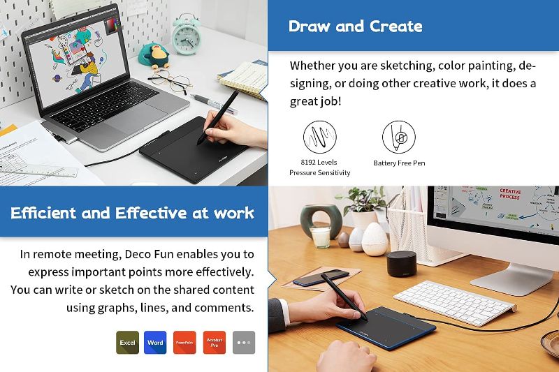 Photo 1 of Drawing Tablet XPPen Deco Fun XS OSU Tablet Graphic Tablet with 8192 Levels Pressure Battery-Free Stylus, Ultrathin Tablet Compatible with Window/Mac/Android/Chrome/Linux(Black, 4x3 Inch) XS Black