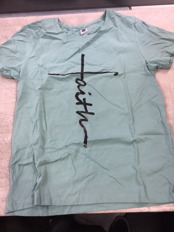 Photo 1 of FAITH - T SHIRT - TEAL- SIZE- SMALL