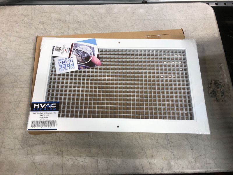 Photo 2 of 10" x 18" or 18" x 10" Cube Core Eggcrate Return Air Grille - Aluminum Rust Proof - HVAC Vent Duct Cover - White [Outer Dimensions: 12.75] 10 x 18 Return Grille