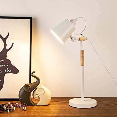 Photo 1 of Yuchenfeng Nordic Style Metal Desk Lamp - Modern Minimalist Adjustable Reading Lamp with Eye-Friendly LED Bulb and 3 Color Light Source for Home, Office, Dormitory (White) https://a.co/d/0uWDCsn