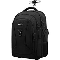 Photo 1 of AMBOR Rolling Backpack, Waterproof Wheeled Backpack, Carry-on Trolley Luggage Suitcase Compact Laptop Backpack with Wheels, Rolling Laptop Bag Trolley Carry Luggage Fits 17 Inch - Black
