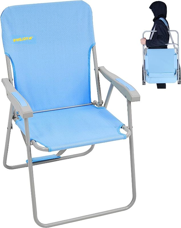 Photo 1 of #WEJOY High Back Outdoor Lawn Concert Beach Folding Chair with Hard Arms Shoulder Strap Pocket for Adults Camping Festival Sand, Supports 300 lbs https://a.co/d/fqGqqR0