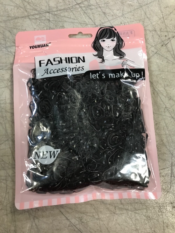 Photo 2 of 1000-Pack Elastic Hair Ties Non-slip Rubber Hair Bands for Girls, Black