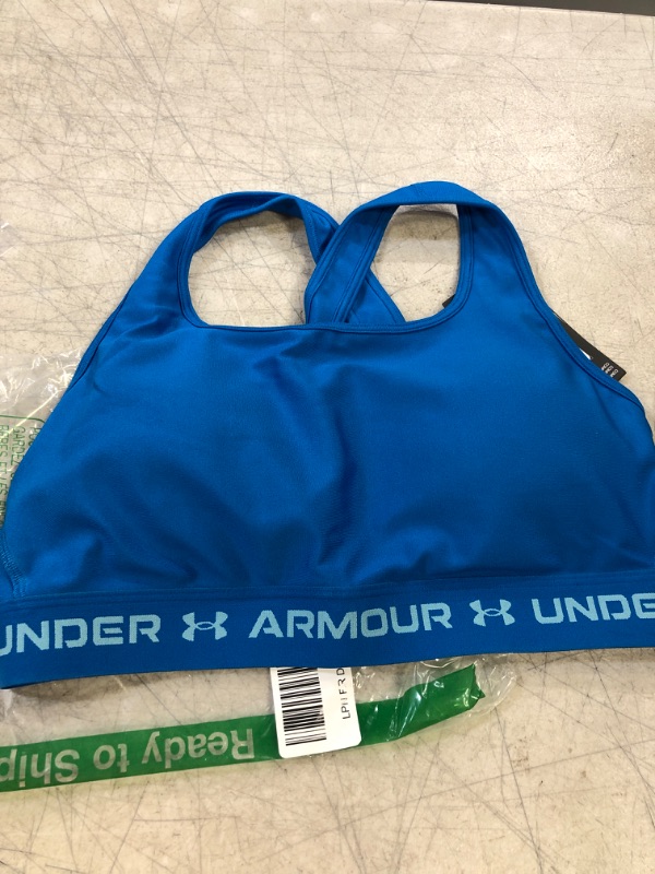 Photo 1 of Under Armour Women's Crossback Mid Sports Bra Blue, Large - Women's Workout Bras at Academy Sports
