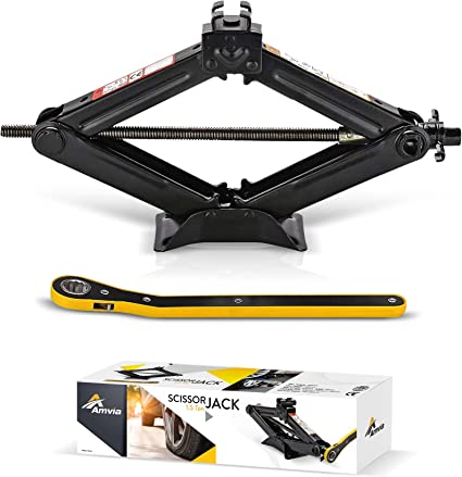 Photo 1 of Amvia Scissor Jack for Car - 1.5 Ton (3,300 lbs) | Car Jack Kit - Tire Jack | Portable, Ideal for SUV and Auto - Smart Mechanism with Ratchet | Heavy Duty Material

