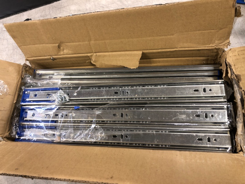 Photo 2 of 10 Pairs of 18 Inch Hardware 3-Section Soft Close Full Extension Ball Bearing Side Mount Drawer Slides,100 LB Capacity Drawer Slide 18 Inch-10 pairs