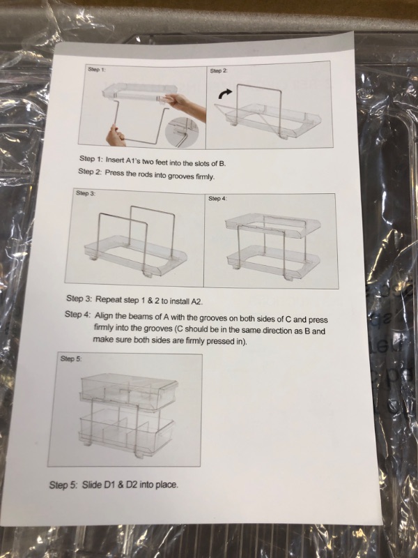 Photo 1 of 2 SET -2 TIER CLEAR ORGANIZER WITH DIVIDERS MULTI PURPOSE SLIDE OUT STORAGE CONTAINER