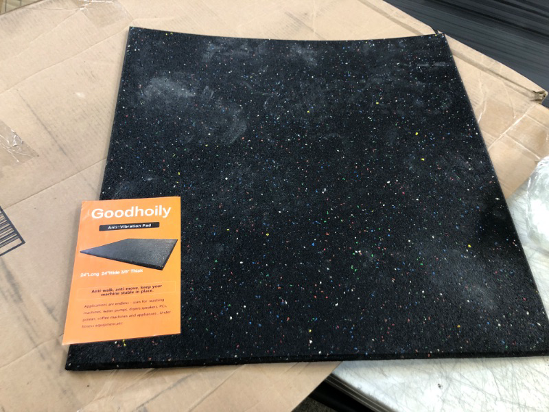 Photo 2 of Goodhoily Anti-Vibration Pad 24" x 24",3/5" Thick- Rubber Vibration Pad -Sound Absorbing Mat- for Dryers, Fitness Equipmen,Audio Equipment(Square) Black