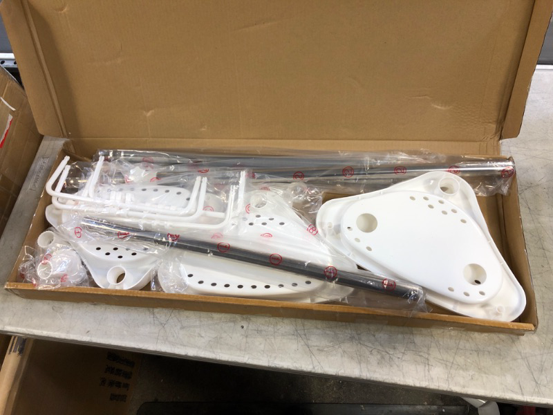 Photo 1 of ALLZONE Rustproof Shower Caddy Corner for Bathroom,Bathtub Storage Organizer for Shampoo Accessories,4-Tier Adjustable Shelves with Tension Pole, 56 to 114 Inch, White