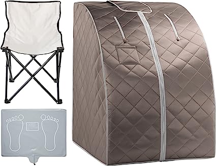 Photo 1 of ZONEMEL Portable Far Infrared Sauna for Home, Personal Sauna for Relaxtion & Detox at Home, 1 Person Full Body Sauna Tent with Heating Foot Pad & Folding Chair (L 27.6’’ x W 31.5’’ x H 37.8’’, Grey)
