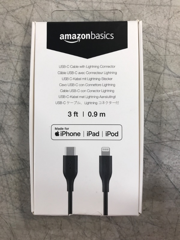 Photo 2 of Amazon Basics 4 Gray Lightning Cable MFI Certified iPhone 
