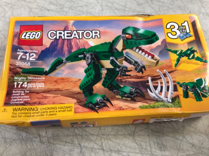 Photo 2 of LEGO Creator Mighty Dinosaurs Build It Yourself Dinosaur Set, Pterodactyl, Triceratops, T Rex Toy 31058