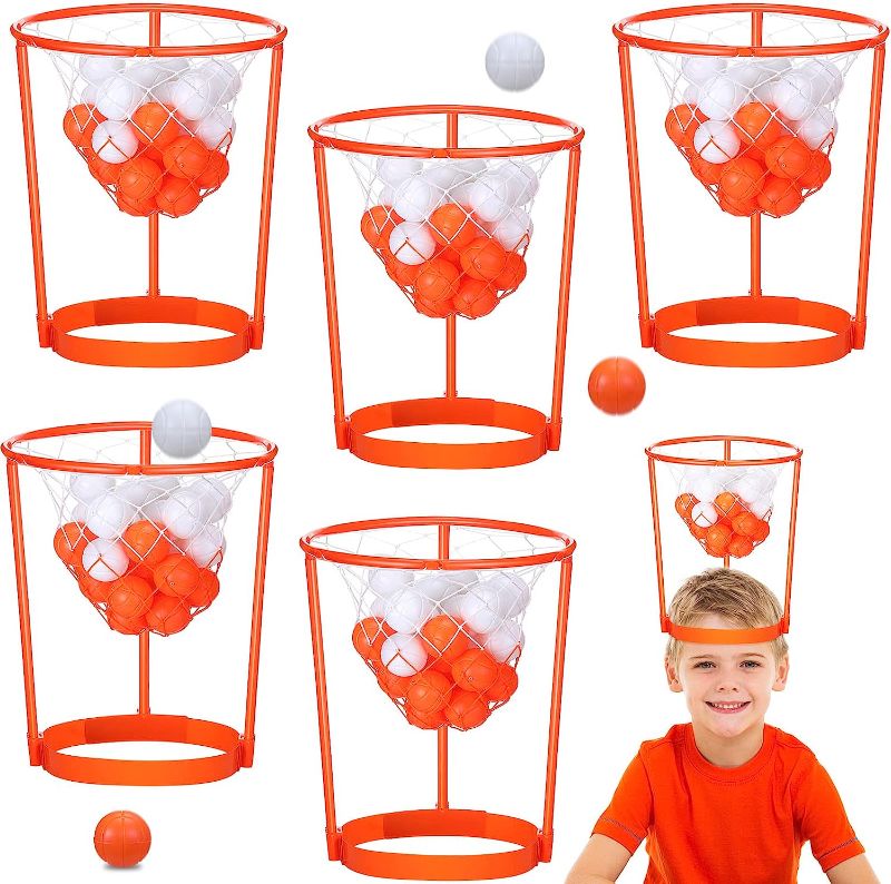 Photo 1 of HyDren Head Hoop Basketball Party Game Set for Kids and Adults Carnival Game Portable Adjustable Basket Net Headband with Balls for Birthday Carnival Office Indoor Outdoor Activity Fun Gift (33 Pcs)
