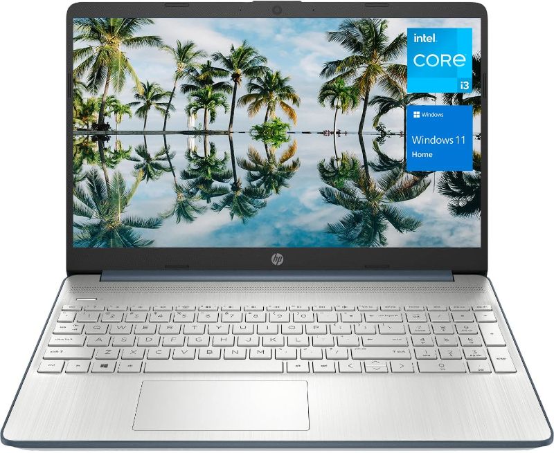 Photo 1 of HP 15 Laptop, 15.6” HD Display, Intel Core i3-1115G4 Processor, 12GB RAM, 256GB SSD, Wi-Fi, SD Card Reader, HDMI, Webcam, Windows 11 Home, Spruce Blue, KKE Accessories
