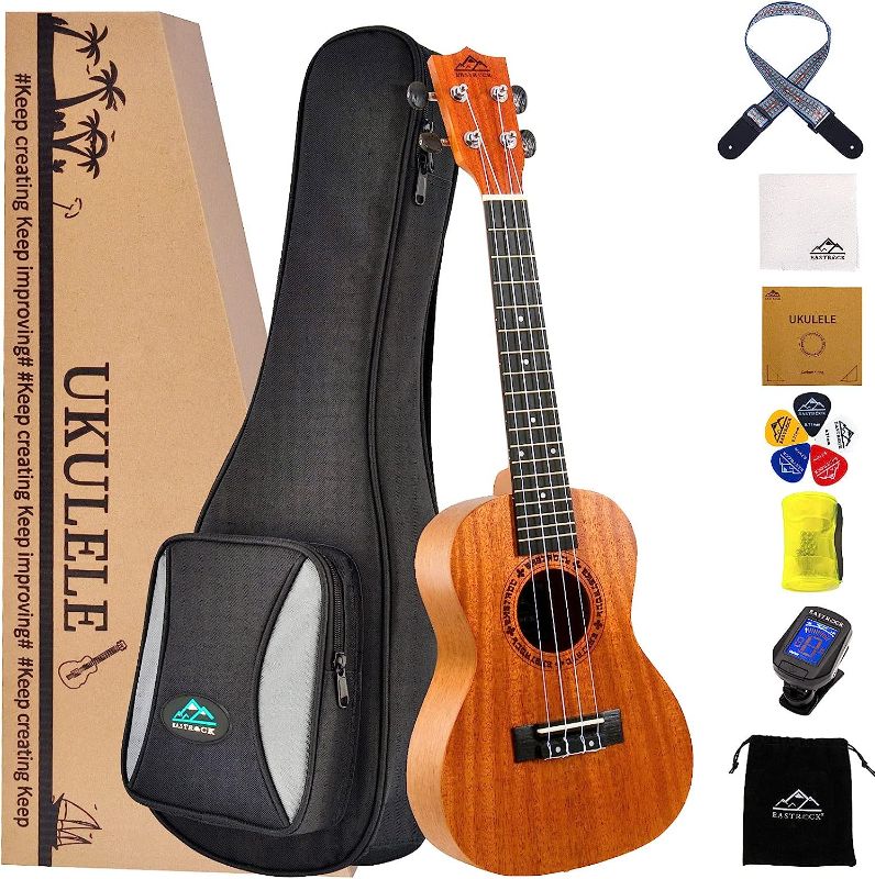 Photo 1 of EASTROCK Concert Ukulele Mahogany Beginner 23 inch Ukelele Big Package Kit. Ukulele Ukalalee Suitable for adults, Beginners. (23-Mahogany)
