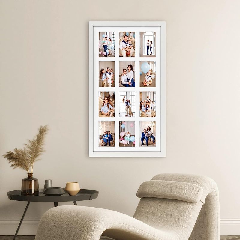 Photo 1 of 12 Opening 4x6 White Collage Picture Frames, Multiple Frames for Displaying 6x4 Photos with Mat
