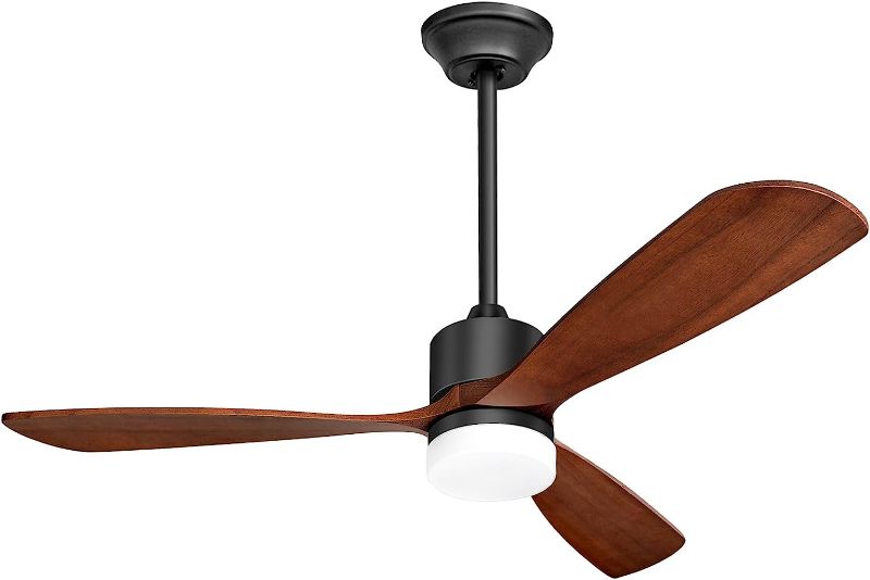 Photo 1 of  Ceiling Fan with Lights and Remote Control, Solid Walnut Quiet Ceiling Fans, 6 Speed Level 9 Timer, Energysaving Reversible DC Motor, Dimmable 3 Downrods Modern Ceiling Fan