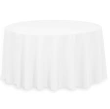 Photo 1 of 132" White Seamless Polyester Round Tablecloth
