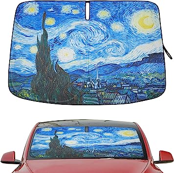 Photo 1 of Windshield Sunshade for Tesla Model 3/Y Car Sun Shade Sun Protector 2 Way Use, Accessories for Tesla Model 3/Y (Starry Night)
