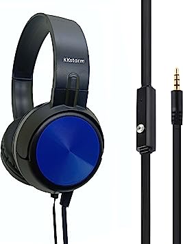 Photo 1 of kkstorm Kid Headphones Boys: Headphones with Microphone with Jack Headset for Laptop with Microphone Head Sets for Work Computers Headphones with Microphone (906B Blue mic 1 PCAK)
