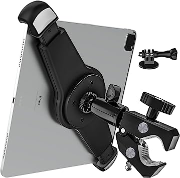 Photo 1 of woleyi Large Tablet Mount Holder with 1/4" Screw Thread for Spin Bike, Treadmill, Microphone Stand, Tripod Adapter, Exercise Bicycle, Handlebar, for iPad Pro 12.9 Air & 9.5-14.5" Tablet, Gopro, Camera
