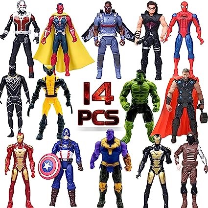Photo 1 of 14 pcs Big Ultimate Superhero Action Figures Set – Collectible Models 6.5-inches Tall, Exclusive Adventures Super Hero Set, Holiday Toy Gift for Kids, Figure Cake Topper
