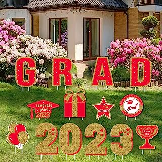 Photo 1 of 14 Pcs Graduation Yard Signs Class of 2023 Red and Gold,Graduation Yard Decorations & Graduation Signs for Yard - Congrats Grad Outdoor Lawn Party waterproof Supplies Decor. https://a.co/d/0wq3MZm