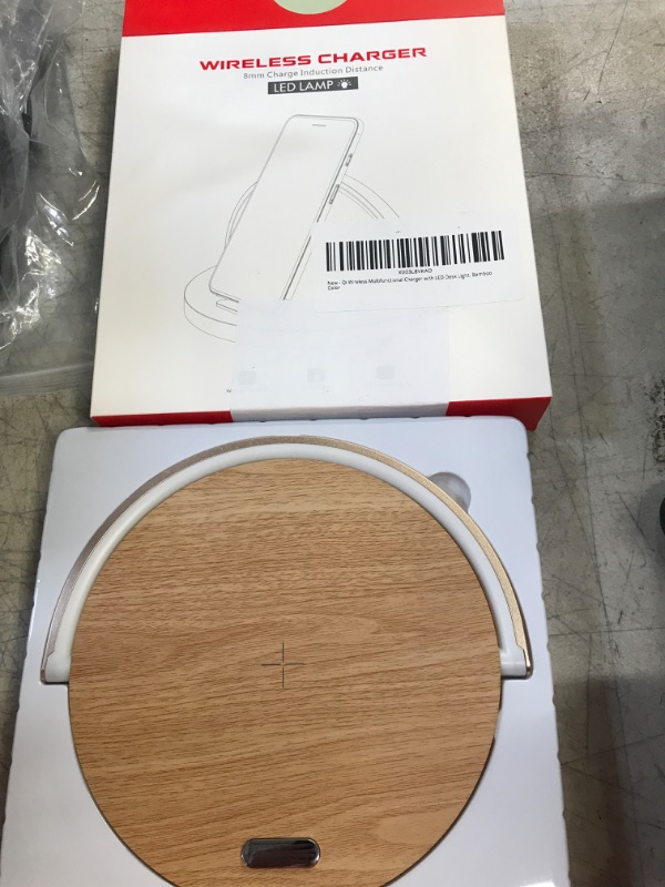 Photo 2 of Wireless Charger LED Lamp Desk Light - Bamboo