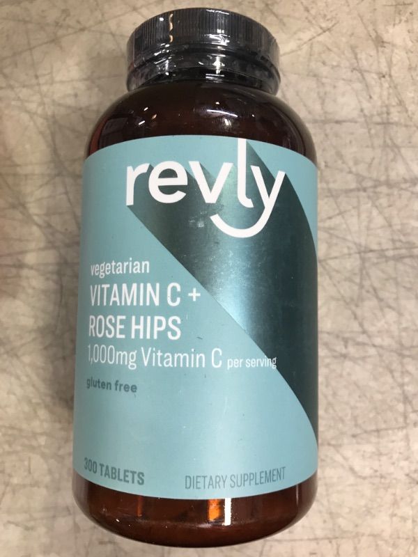 Photo 2 of Amazon Brand - Revly Vitamin C 1,000mg with Rose Hips, Gluten Free, Vegetarian, 300 Tablets