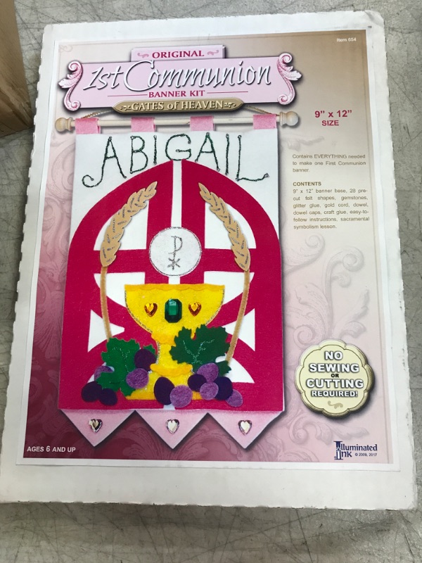 Photo 2 of First Communion Banner Kit - 9 x 12 - Gates - Pink