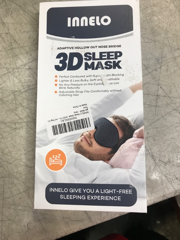 Photo 2 of INNELO Sleep Mask, 2022 Comfortable Light Blocking Eye Mask for Men Women, 3D Contoured Cup Sleeping Mask No Pressure Soft Eye Masks Covers for Sleeping Blindfold for Travel Nap Night Shift - Grey