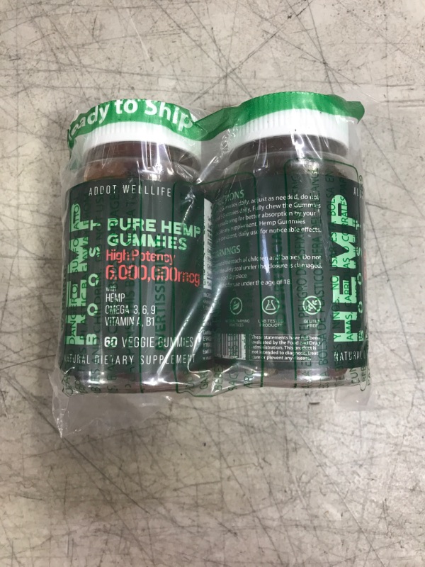 Photo 2 of ADDOT Pure Hemp Gummies with High Potency Vitamins WellLife - Vegan and Natural Hemp Oil Infused Gummy (2 Bottles, 60 Count Each)