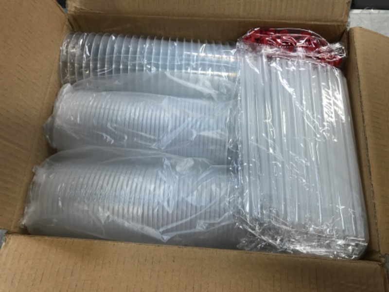 Photo 1 of [100 Sets - 16 oz.] Tankon Disposable Clear Plastic Cups With Lids and Straws. Cold | Hot Coffee Cups With Lids. Premium Quality, Heavy Duty - Injection Molding. 100 16 oz