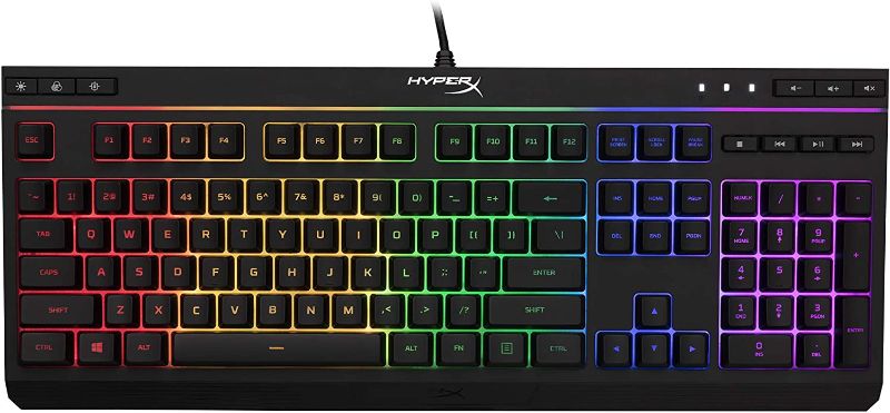 Photo 1 of HyperX Alloy Core RGB – Membrane Gaming Keyboard, Comfortable Quiet Silent Keys with RGB LED Lighting Effects, Spill Resistant, Dedicated Media Keys, Compatible with Windows 10/8.1/8/7 – Black
