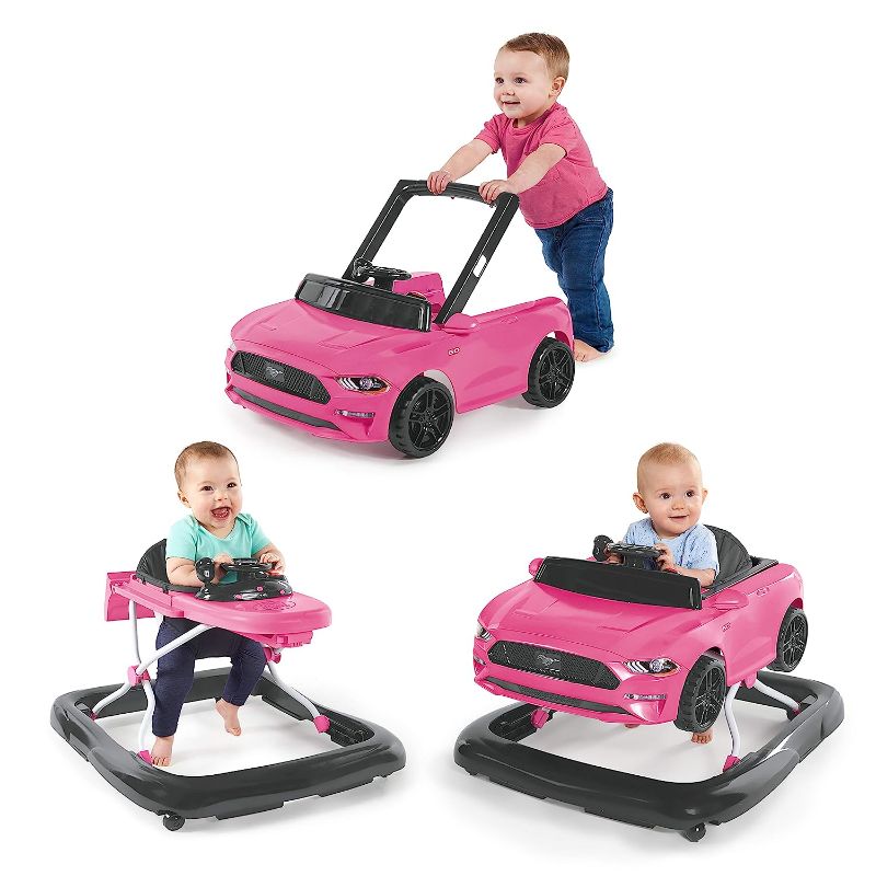 Photo 1 of Bright Starts Ways to Play 4-in-1 Walker - Ford Mustang, PINK , Ages 6 Months +, PINK Ford Mustang Mustang PINK