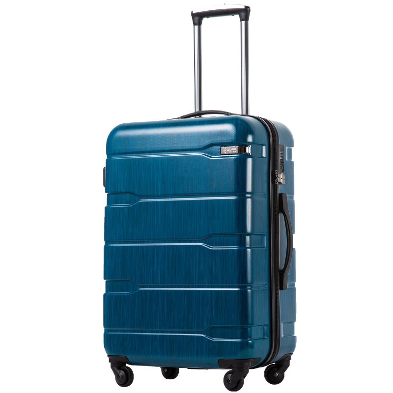 Photo 1 of COOLIFE LUGGAGE EXPANDABLE(ONLY 28") SUITCASE PC+ABS SPINNER BUILT-IN TSA LOCK 20IN 24IN 28IN CARRY ON (CARIBBEAN BLUE, M(24IN).) CARIBBEAN BLUE. M(24IN).
