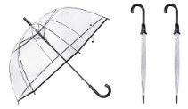 Photo 1 of EAONE Clear Umbrella, Wedding Rain Transparent Bulk Umbrella Windproof Auto Open J Hook Handle Stick Umbrellas Sturdy Durable for Men Women Children 2 Pack-Black