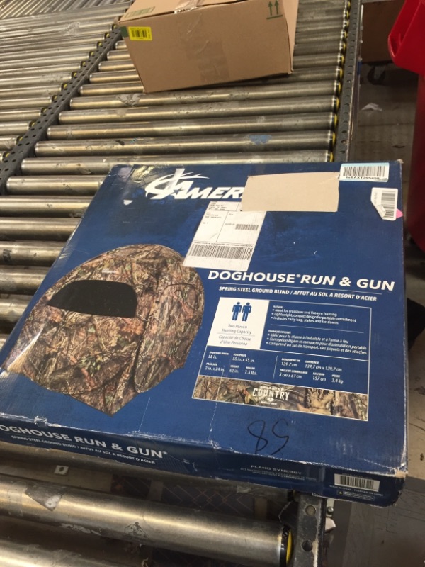 Photo 2 of Ameristep Doghouse Lightweight Durable Hunting Spring Steel Ground Blind with Backpack Carrying Case - 2 Hunters Concealment - Easy Setup & Takedown Mossy Oak Break-Up Country Run & Gun Doghouse