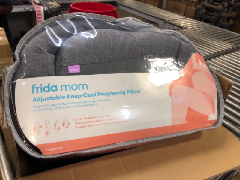 Photo 3 of Frida Mom Adjustable Keep-Cool Pregnancy Pillow | Support for Belly, Hips + Legs for Pregnant Women | Breathable + Cooling Grey Fabric