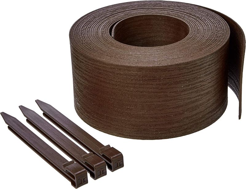 Photo 1 of 2pack Amazon Basics Landscape Edging Coil with Stakes -4Inch Wide, Brown
