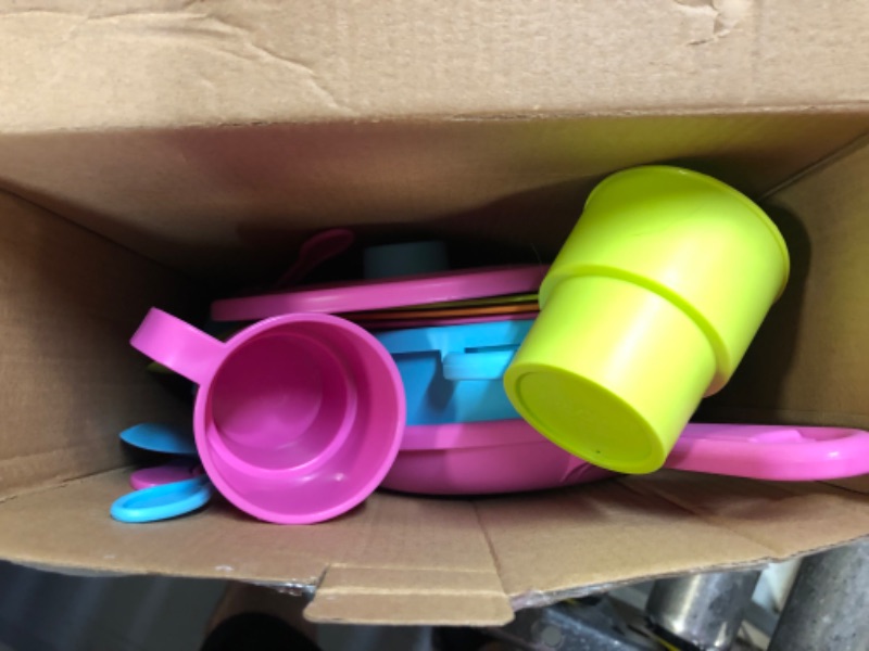 Photo 2 of KidKraft 27-Piece Bright Cookware Set, Plastic Dishes and Utensils for Play Kitchens, Gift for Ages 18 mo+