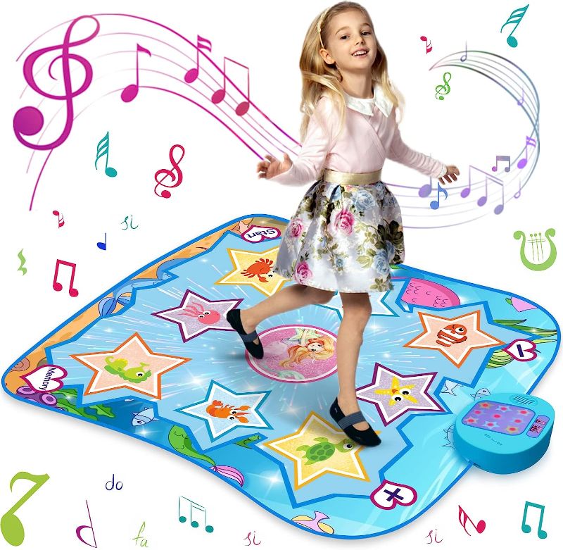 Photo 1 of ANCROWN Dance Mat Toys for 3-10 Year Old Kids Gifts, Adjustable Volume Dance Pad with LED Lights, 5 Challenge Levels, Built-in Music, Birthday Gifts for 3 4 5 6 7 8 9+ Year Old Girls (34.6"X39.4")
