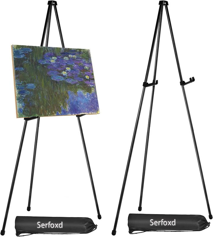 Photo 1 of Easel Stand for Display,  Folding Portable Easel for Wedding Sign, Lightweight and Adjustable Metal Stand for Signs Pictures Poster, Arts & Crafts Easels
