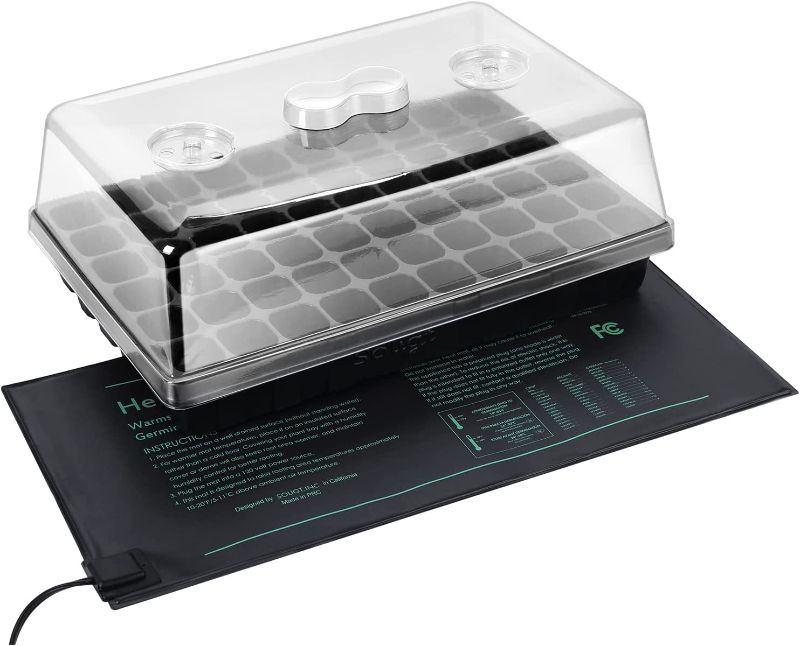 Photo 1 of 2 Set 60-Cell Seed Starter Kit - Strong Seed Trays with Humidity Domes, Cell Trays and Seedling Heat Mats - Cloning, Propagation and Germination Station
