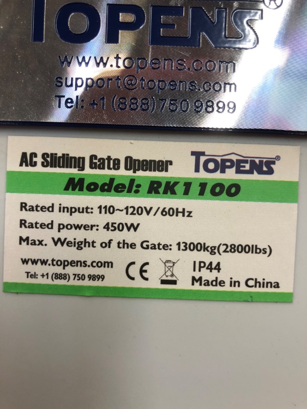 Photo 7 of TOPENS RK500T Automatic Sliding Gate Opener Rack Drive Electric Gate Motor for Heavy Driveway Slide Gates Up to 1300 Pounds, Security Gate Operator AC Powered with Nylon Gear Rack and Remote Control
