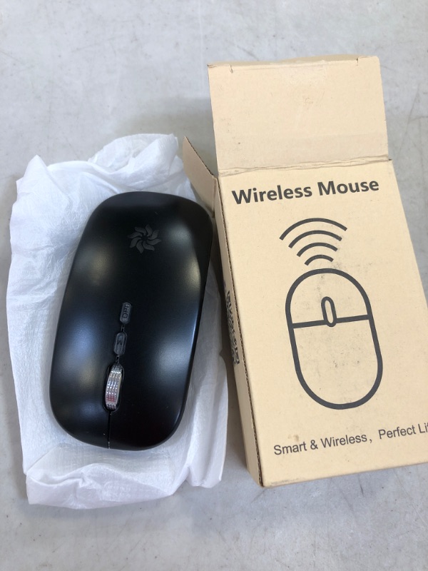 Photo 2 of LED Wireless Mouse Slim Silent Mouse 2.4G Rechargeable Wireless Computer Mouse Wireless Mouse for Laptop, MacBook, iPad, Chromebook, with USB & Type-c Receiver Black with LED Backlit