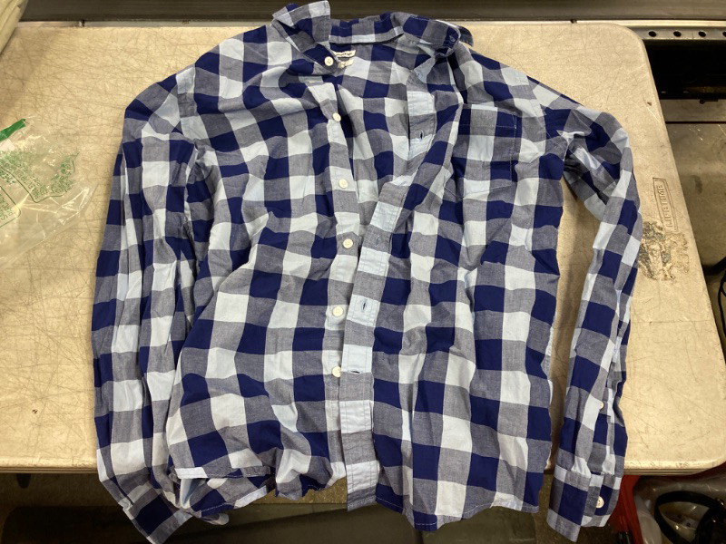 Photo 1 of YOUTH LONG SLEEVE PLAID BUTTON UP - BLUE 
SIZE- MEDIUM