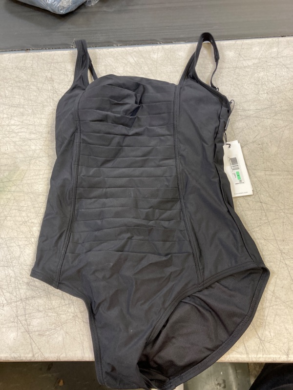 Photo 1 of Calvin Klein Pleated-Front One Piece Swimsuit 8 New Black