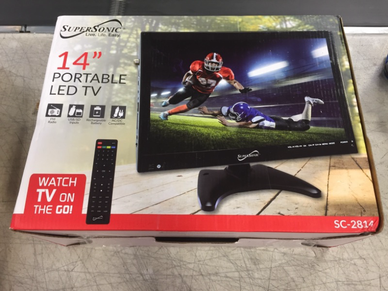 Photo 7 of Supersonic SC-2814 Portable Digital LED TV 14" with, USB, SD, and HDMI Input: Built-in Rechargeable Lithium Ion Battery and FM Radio with Included Stand
